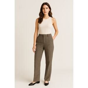 NWT & Other Stories Wool Blend High Waist Straight Leg Plaid Trouser Pant Size 2
